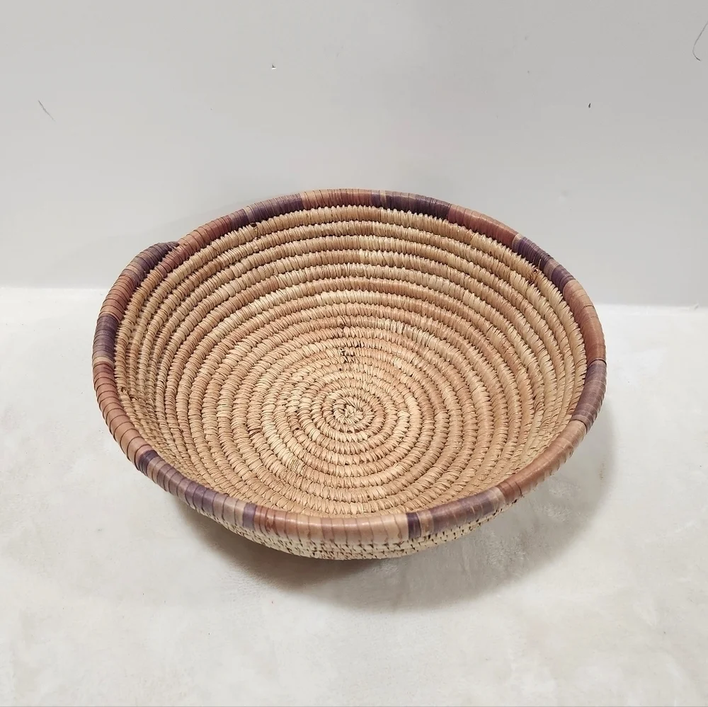 Boho Natural Woven Coiled Reed Grass Handmade Wall Art Decor And Basket - Picture 7 of 11